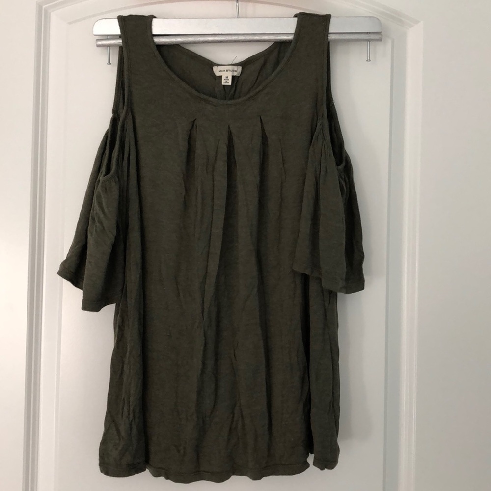 Green cold shoulder top